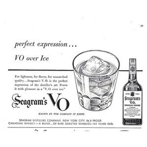 Seagrams VO Canadian Whisky 1950s Vintage Print Ad